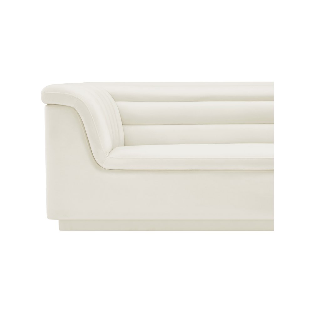 Cascade Cream Velvet Fabric Loveseat. Picture 11
