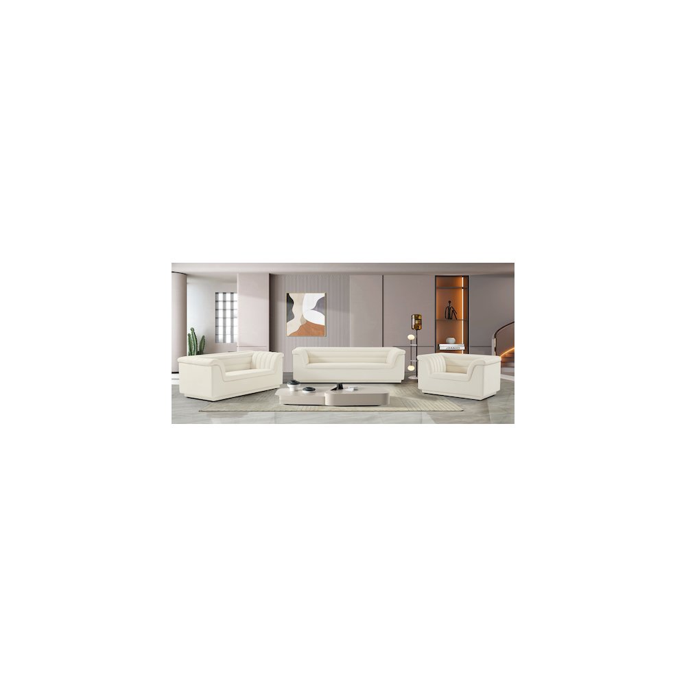 Cascade Cream Velvet Fabric Loveseat. Picture 16