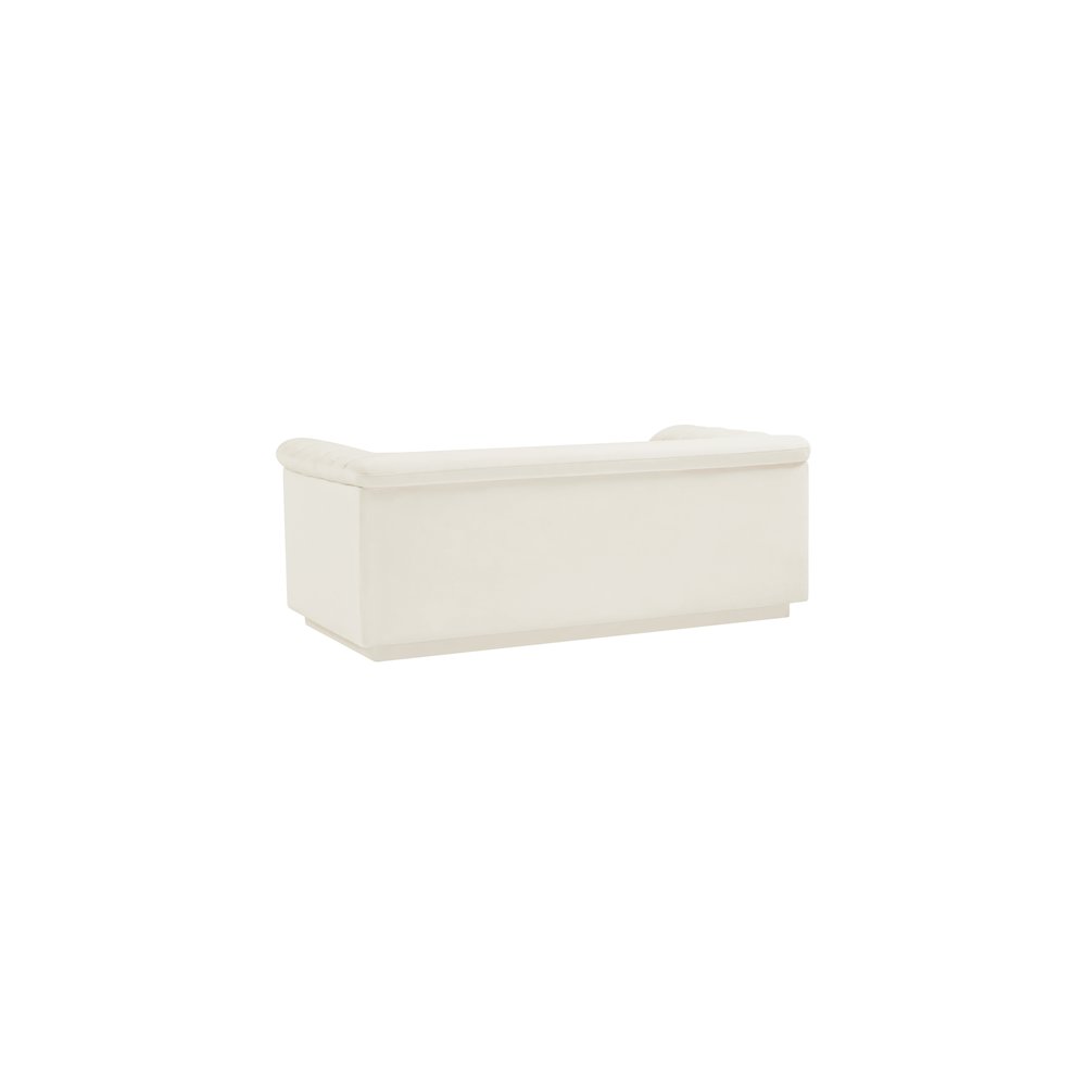 Cascade Cream Velvet Fabric Loveseat. Picture 4