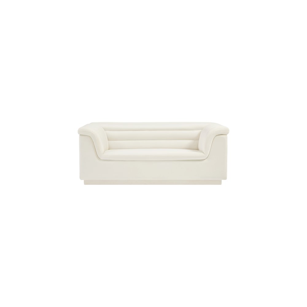 Cascade Cream Velvet Fabric Loveseat. Picture 5