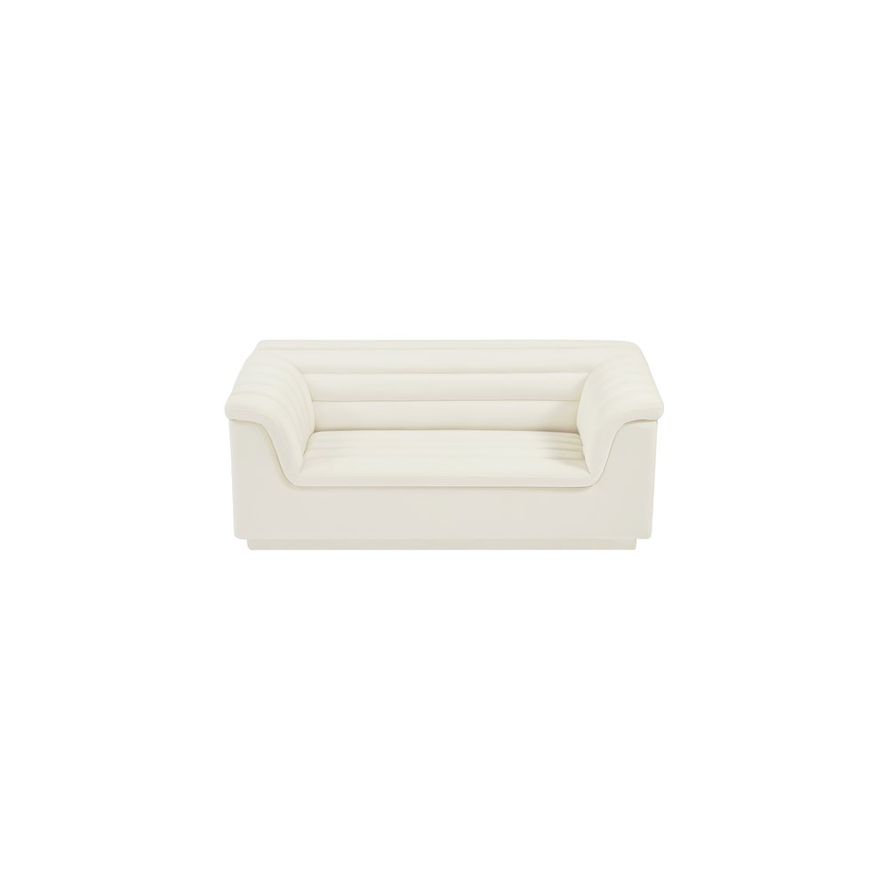 Cascade Cream Velvet Fabric Loveseat. Picture 6