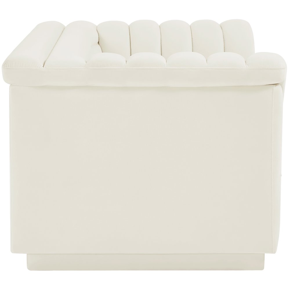 Cascade Cream Velvet Fabric Loveseat. Picture 7