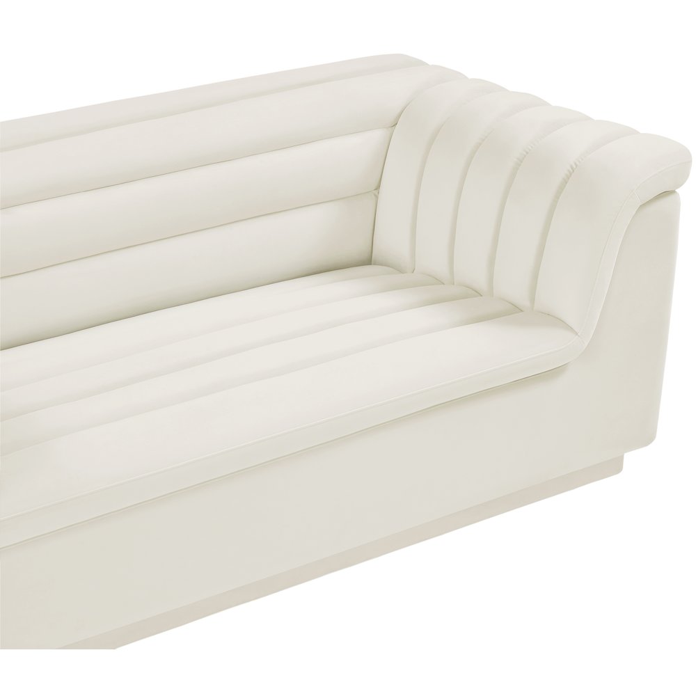 Cascade Cream Velvet Fabric Loveseat. Picture 8