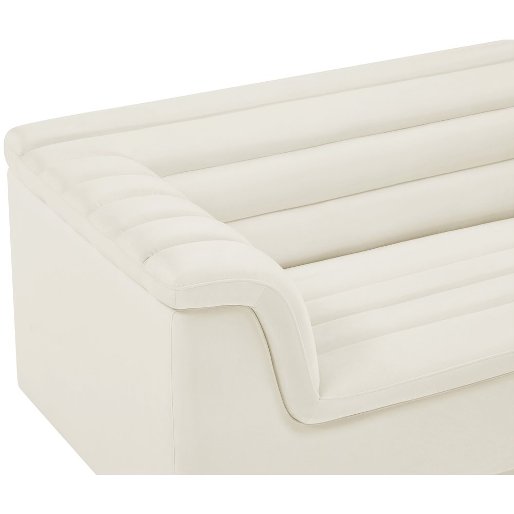 Cascade Cream Velvet Fabric Loveseat. Picture 9