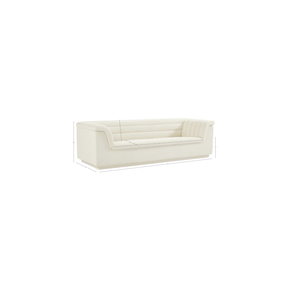 Cascade Cream Velvet Fabric Sofa. Picture 17