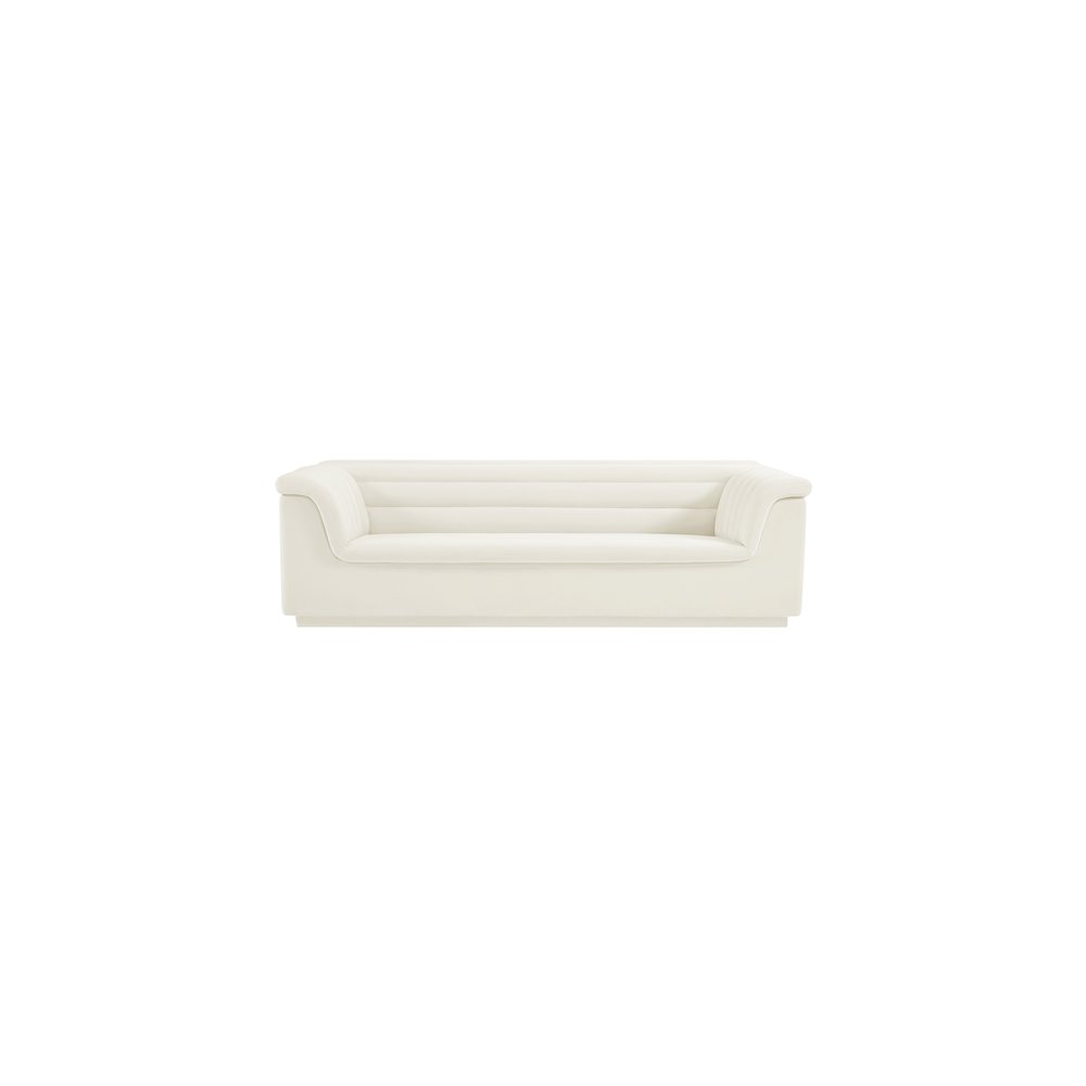 Cascade Cream Velvet Fabric Sofa. Picture 5
