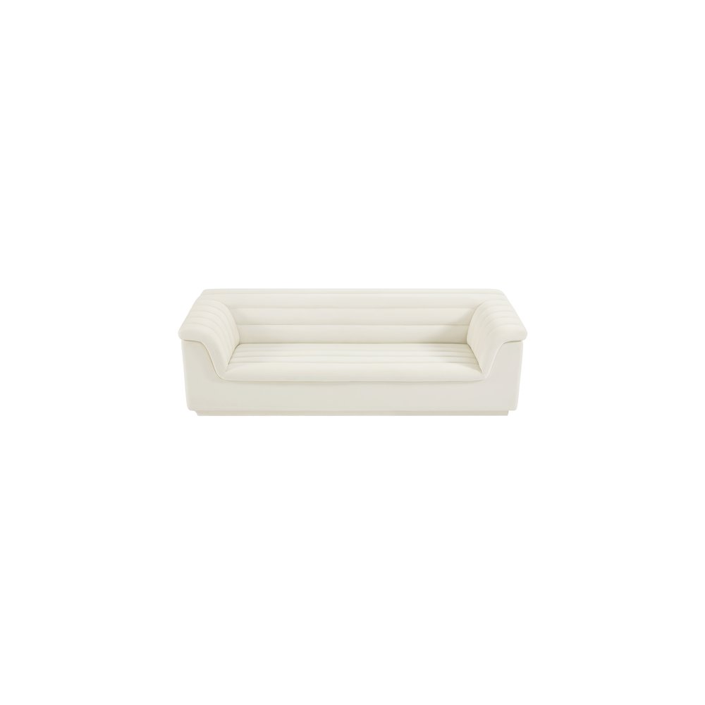 Cascade Cream Velvet Fabric Sofa. Picture 6