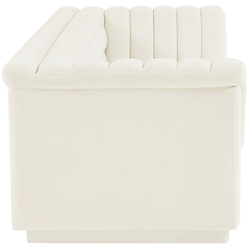 Cascade Cream Velvet Fabric Sofa. Picture 7