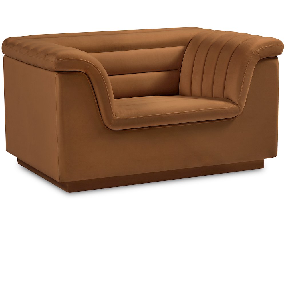 Cascade Saddle Velvet Fabric Chair. Picture 1