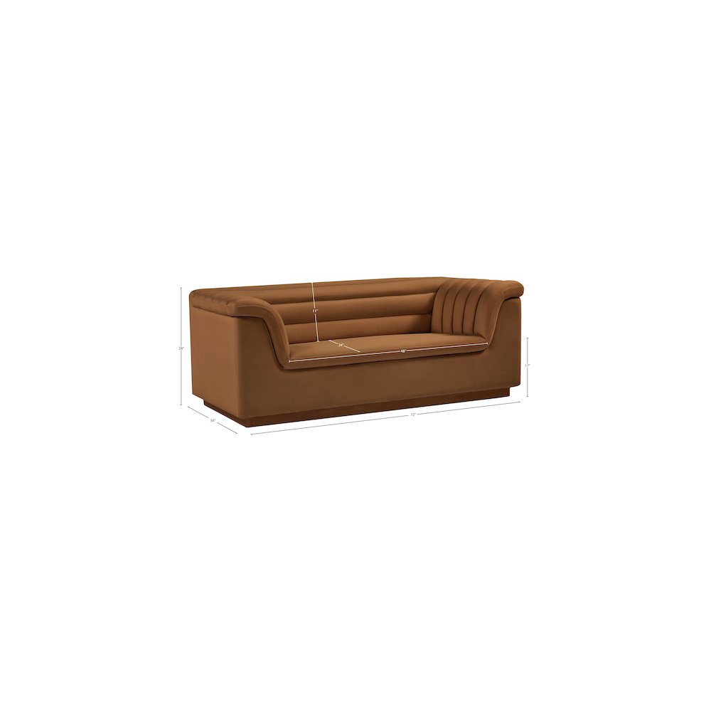 Cascade Saddle Velvet Fabric Loveseat. Picture 17