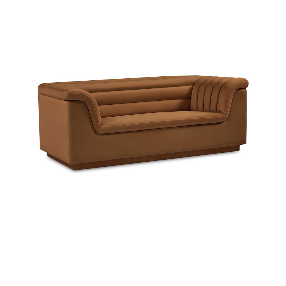 Cascade Saddle Velvet Fabric Loveseat. Picture 1