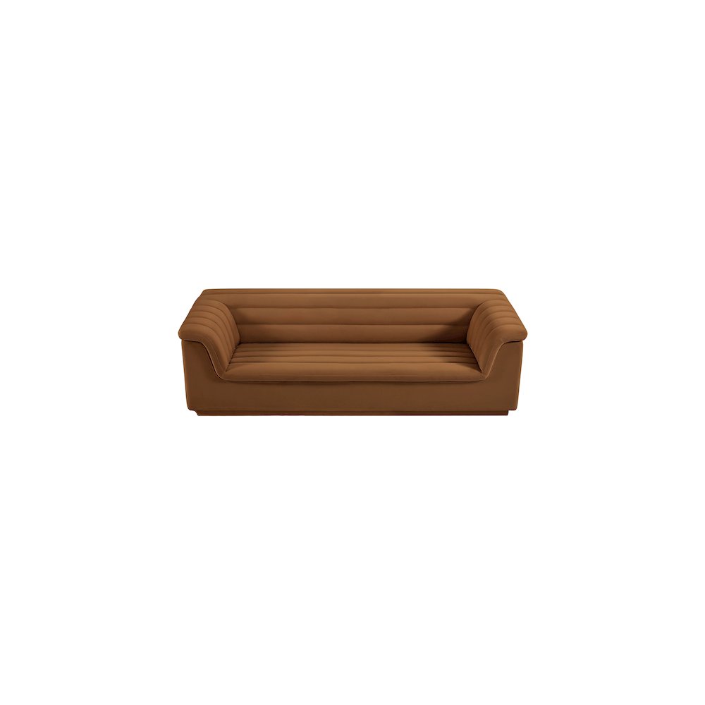 Cascade Saddle Velvet Fabric Sofa. Picture 6