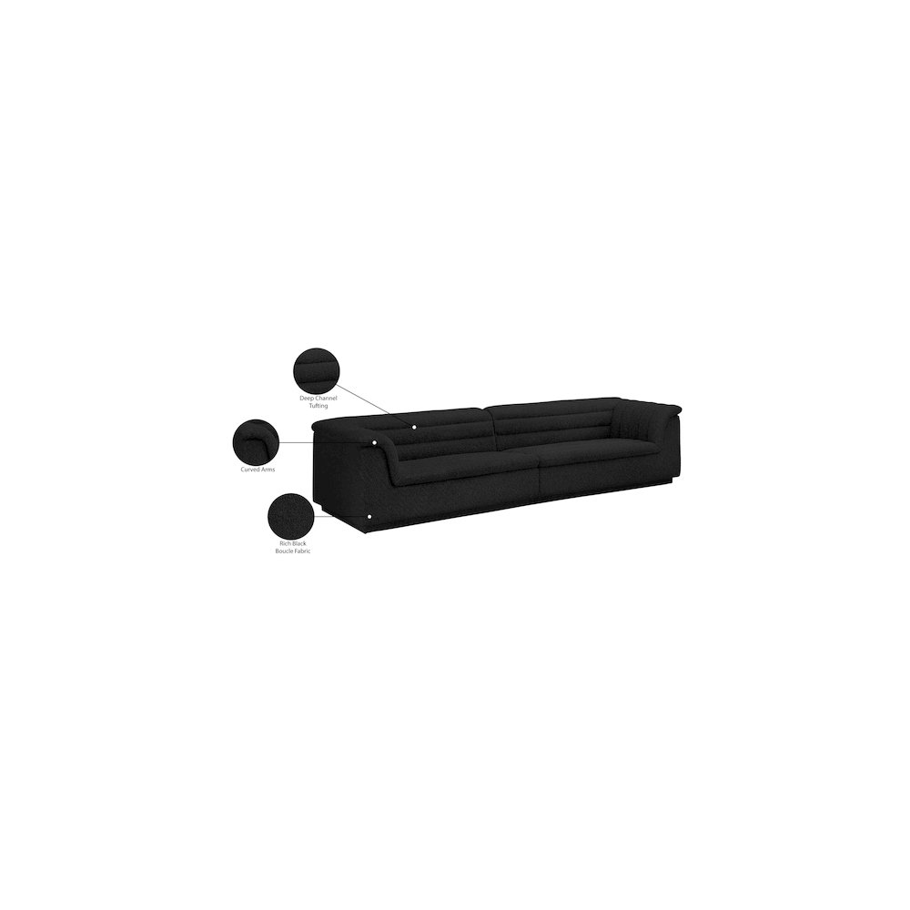Cascade Black Boucle Fabric Modular Sofa. Picture 11