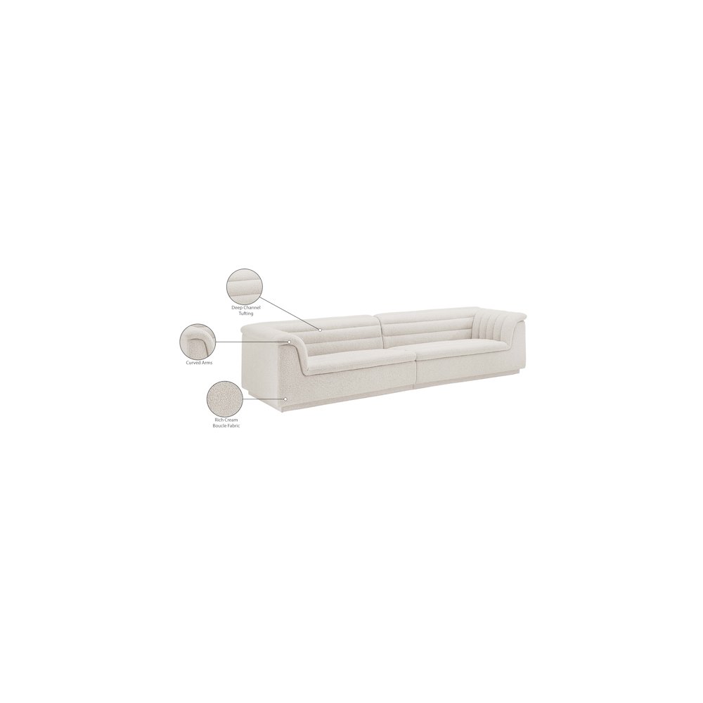Cascade Cream Boucle Fabric Modular Sofa. Picture 11