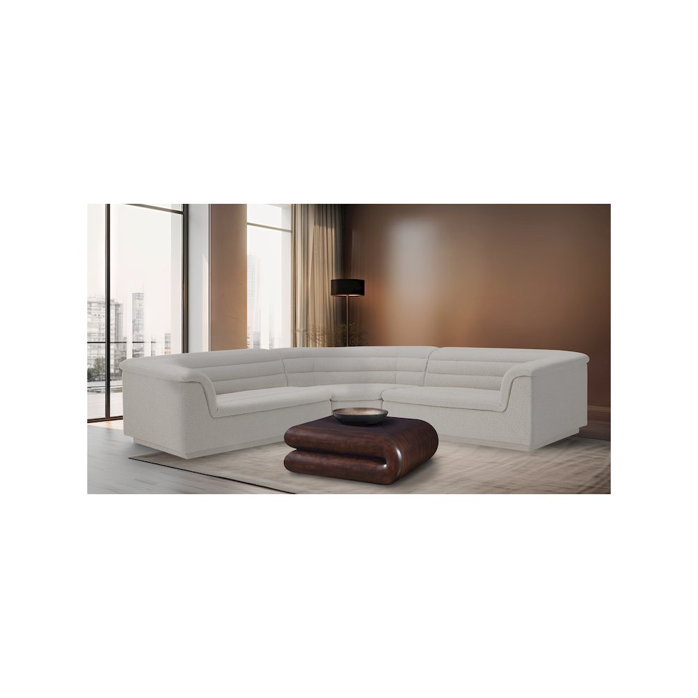 Cascade Cream Boucle Fabric Modular Sectional. Picture 2