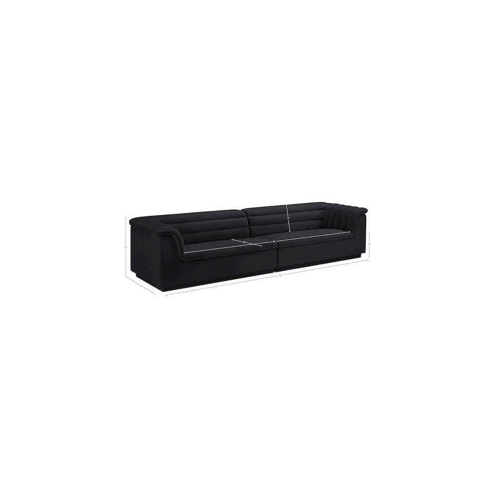 Cascade Black Velvet Fabric Modular Sofa. Picture 10