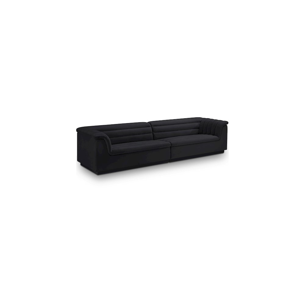 Cascade Black Velvet Fabric Modular Sofa. Picture 1