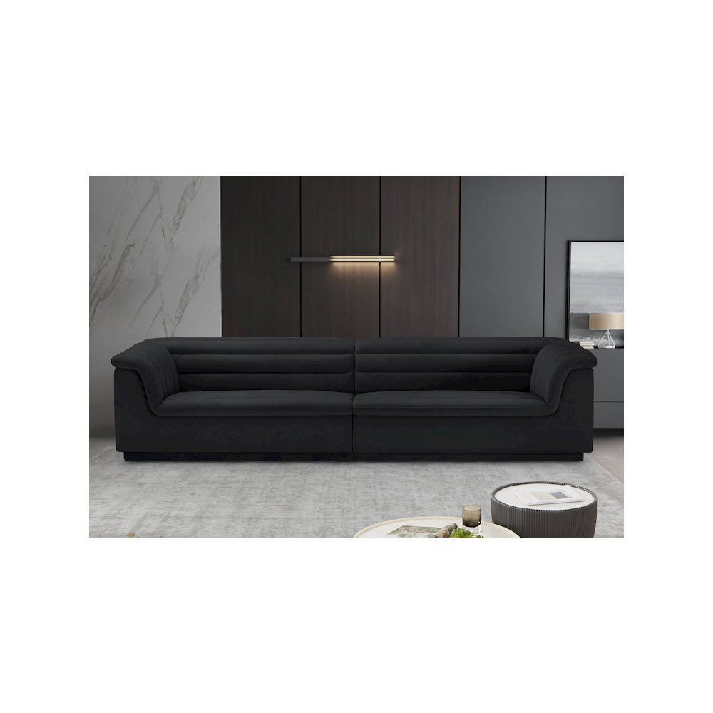 Cascade Black Velvet Fabric Modular Sofa. Picture 2