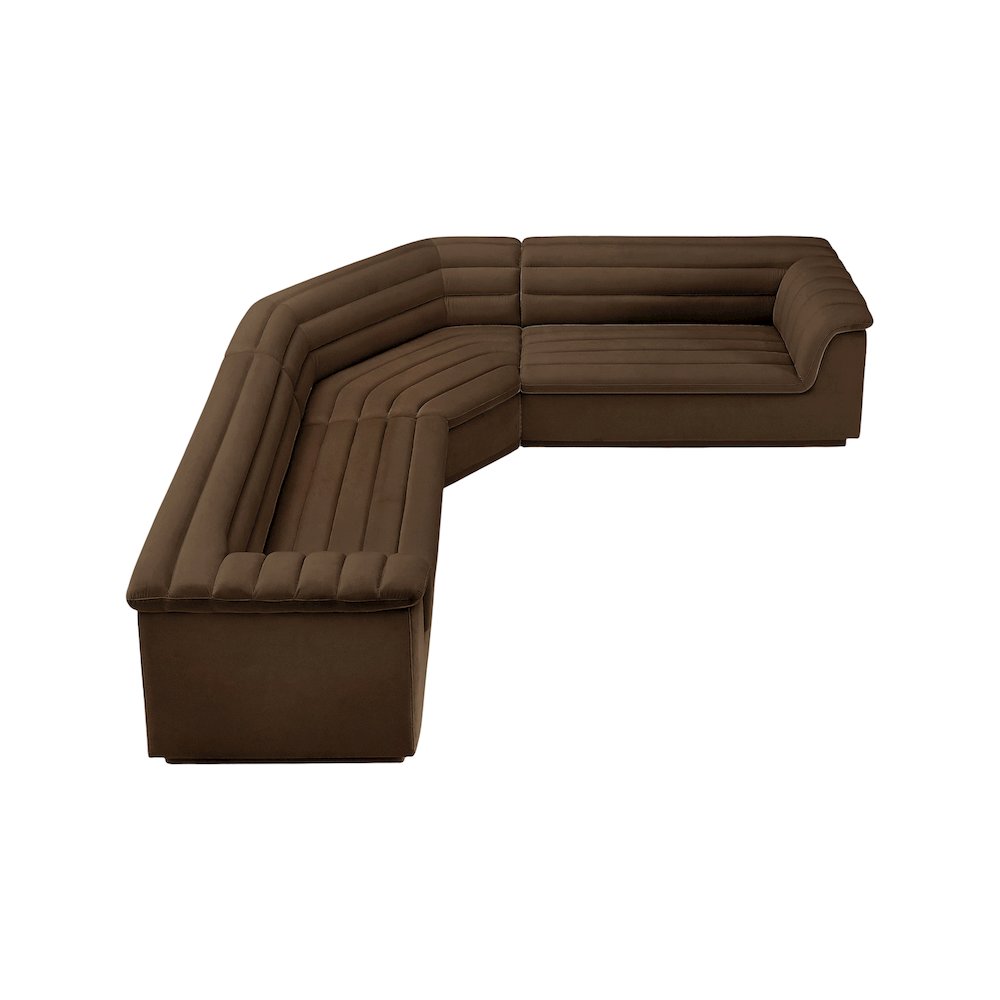 Cascade Brown Velvet Fabric Modular Sectional. Picture 6
