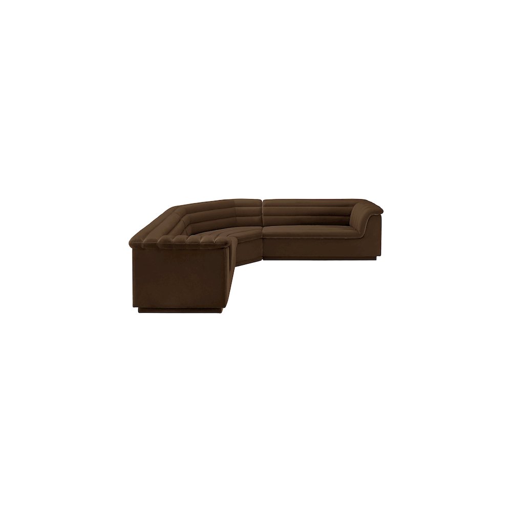 Cascade Brown Velvet Fabric Modular Sectional. Picture 7