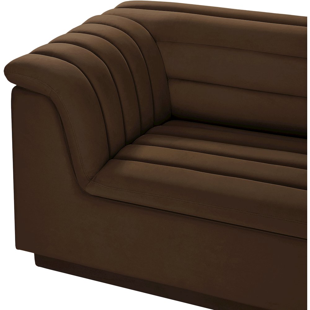 Cascade Brown Velvet Fabric Modular Sectional. Picture 9