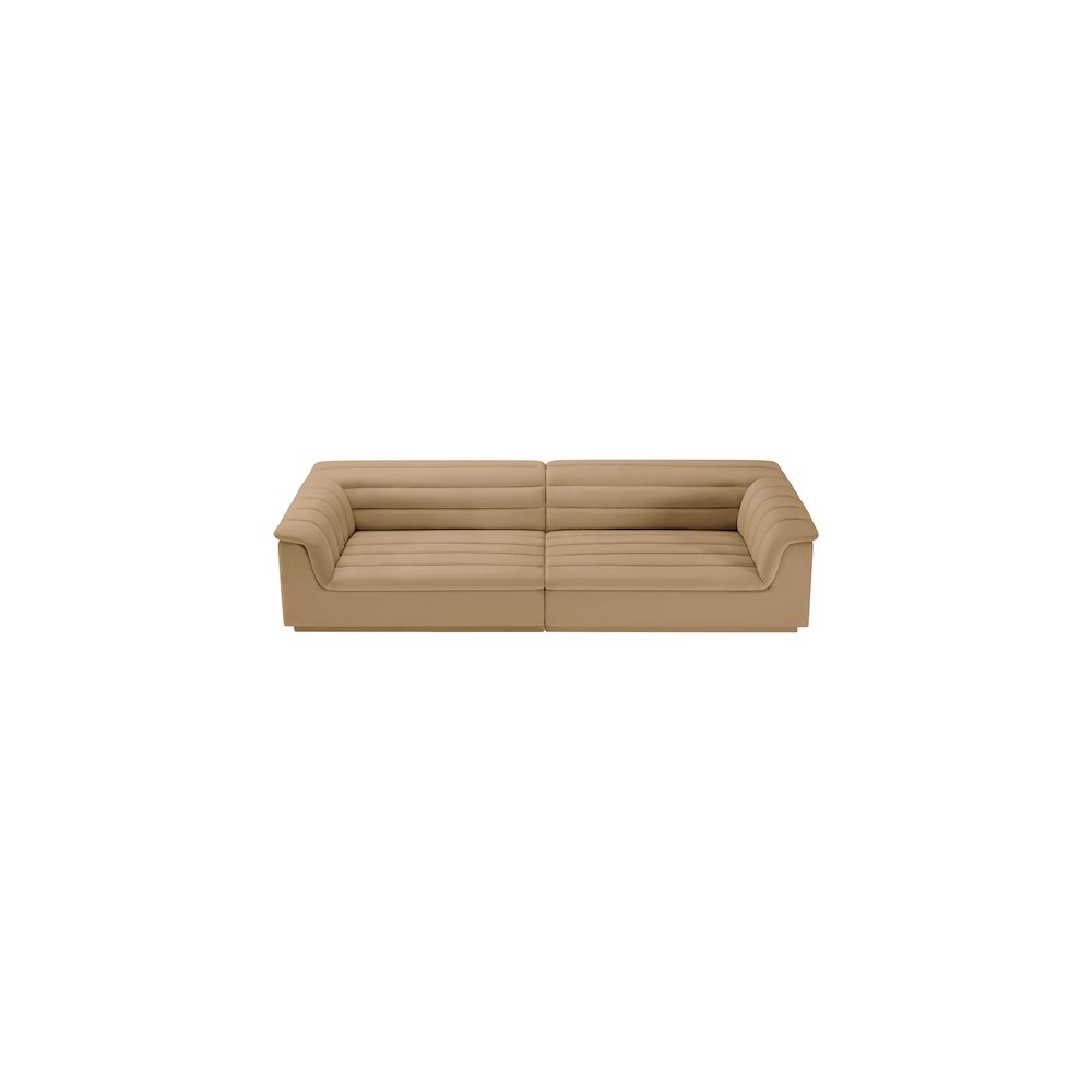 Cascade Camel Velvet Fabric Modular Sofa. Picture 4
