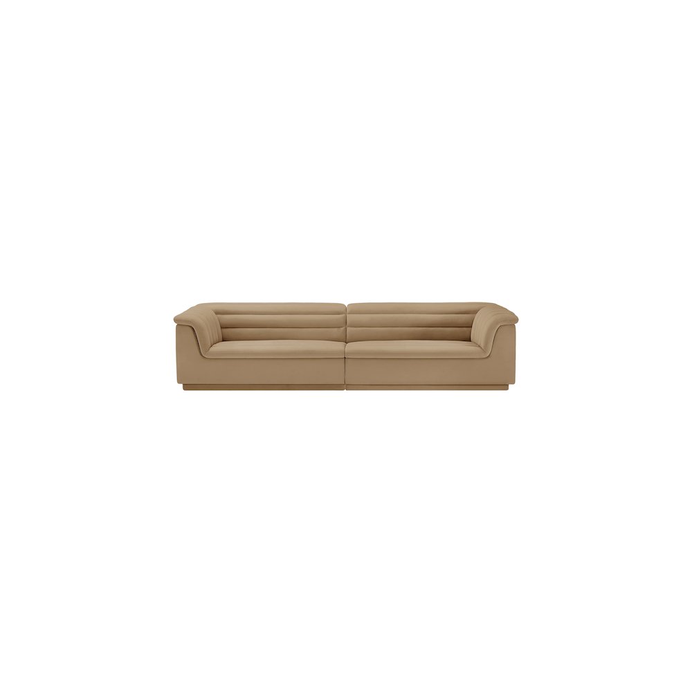 Cascade Camel Velvet Fabric Modular Sofa. Picture 5