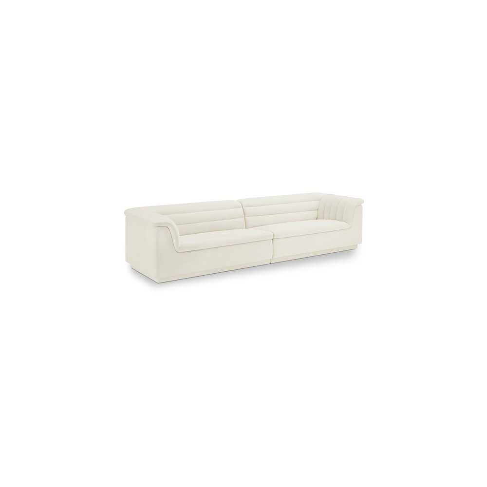 Cascade Cream Velvet Fabric Modular Sofa. Picture 1