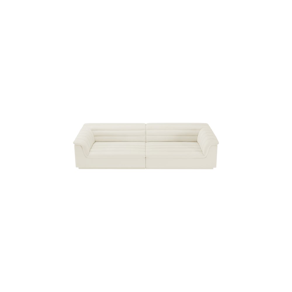 Cascade Cream Velvet Fabric Modular Sofa. Picture 4