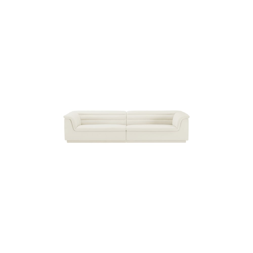 Cascade Cream Velvet Fabric Modular Sofa. Picture 5