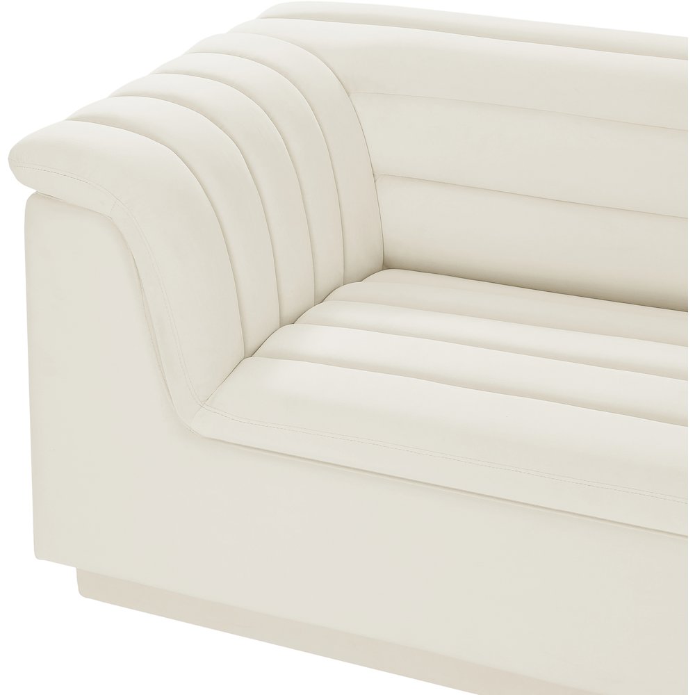 Cascade Cream Velvet Fabric Modular Sofa. Picture 8