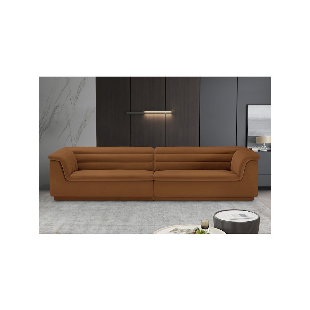 Cascade Saddle Velvet Fabric Modular Sofa. Picture 2