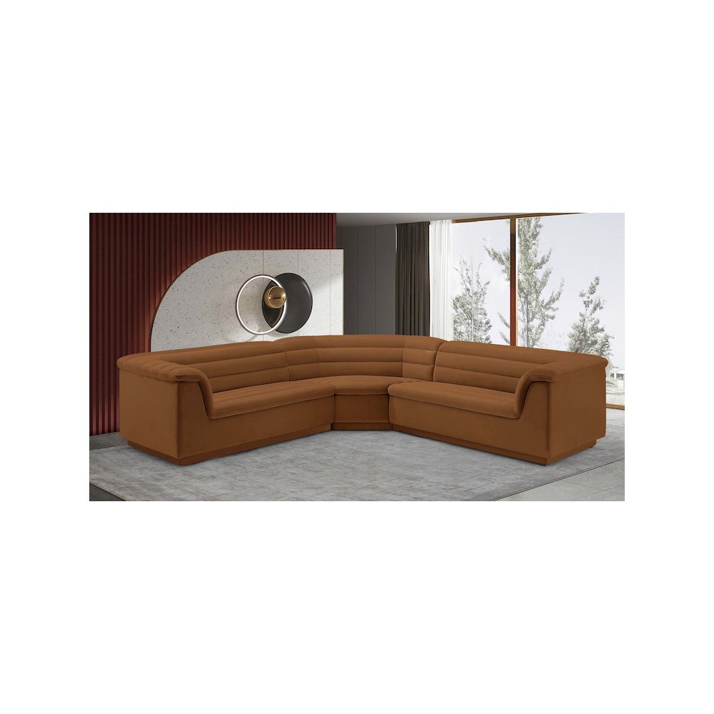Cascade Saddle Velvet Fabric Modular Sectional. Picture 2