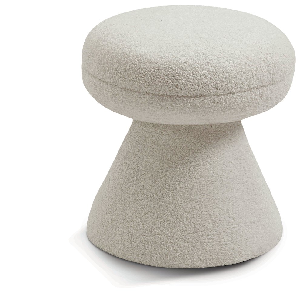 Drum Beige Faux Shearling Teddy Fabric Ottoman/Stool. Picture 1