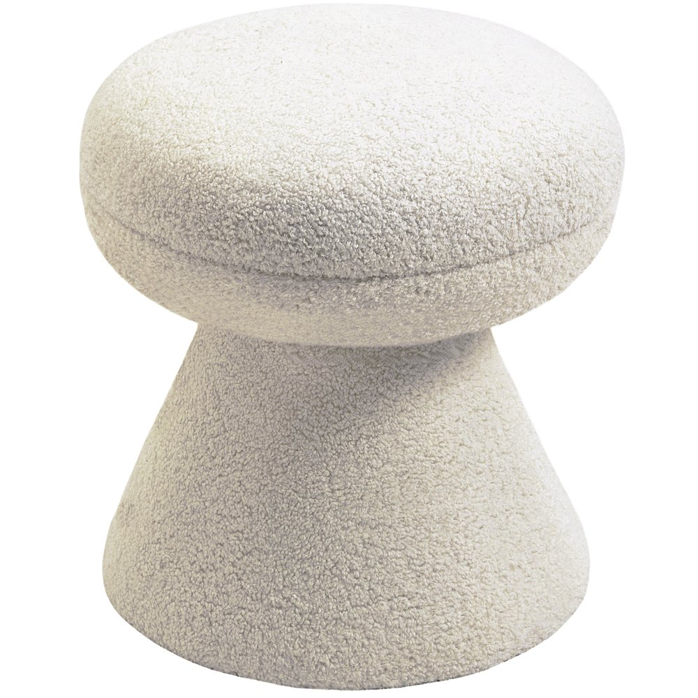 Drum Beige Faux Shearling Teddy Fabric Ottoman/Stool. Picture 3