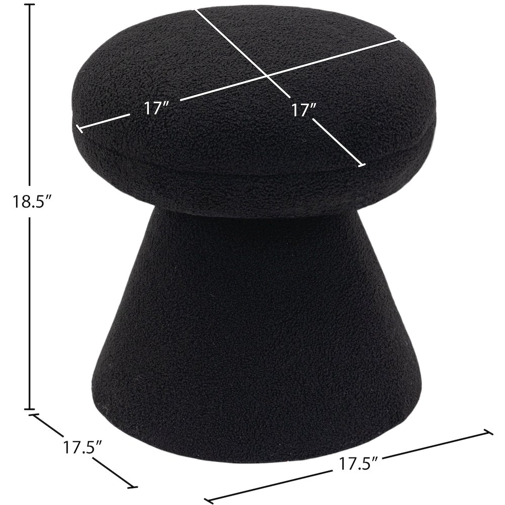 Drum Black Faux Shearling Teddy Fabric Ottoman/Stool. Picture 4