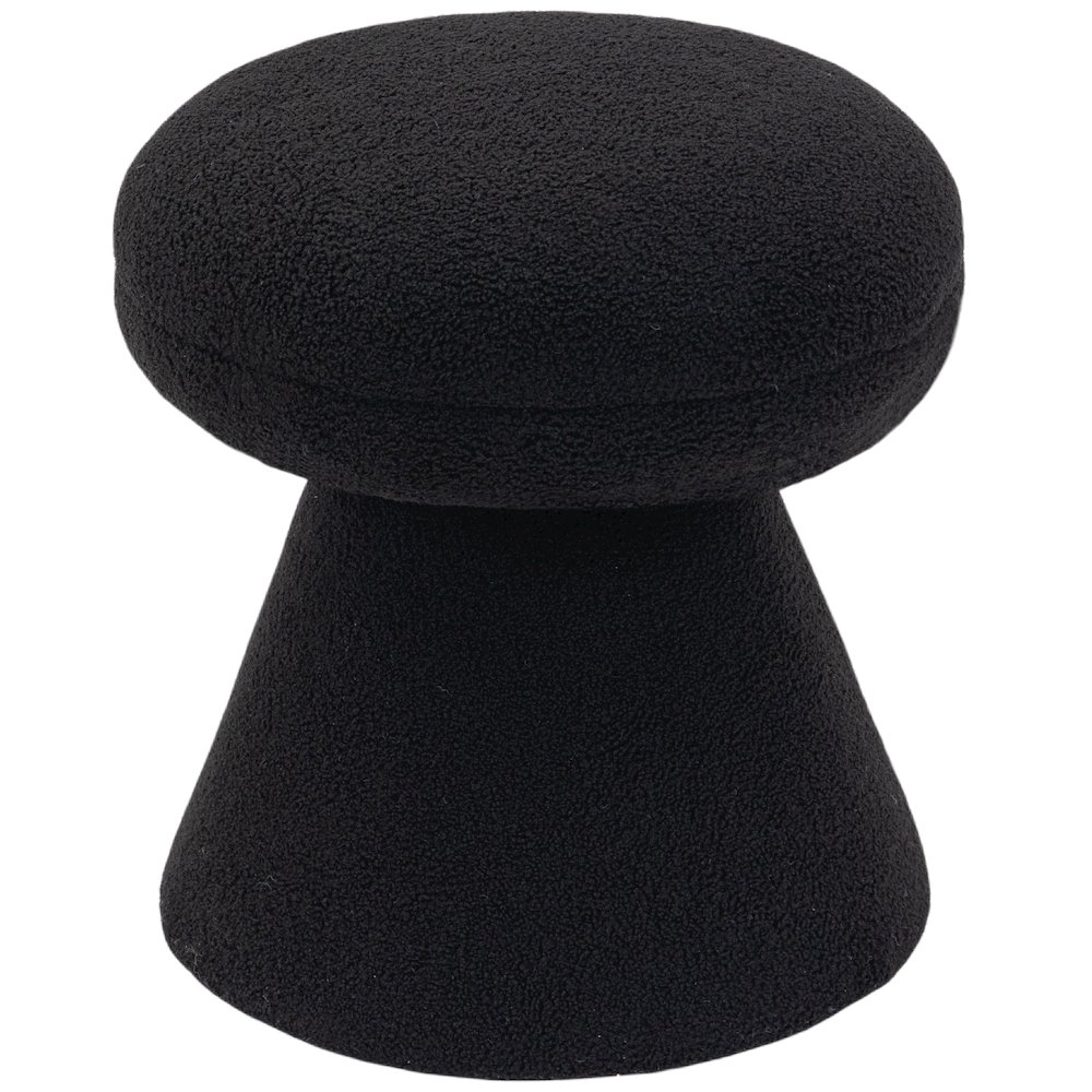 Drum Black Faux Shearling Teddy Fabric Ottoman/Stool. Picture 3