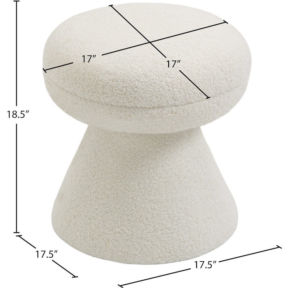 Drum Cream Faux Shearling Teddy Fabric Ottoman/Stool. Picture 4