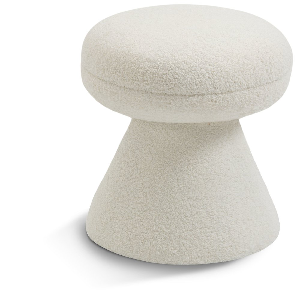 Drum Cream Faux Shearling Teddy Fabric Ottoman/Stool. Picture 1