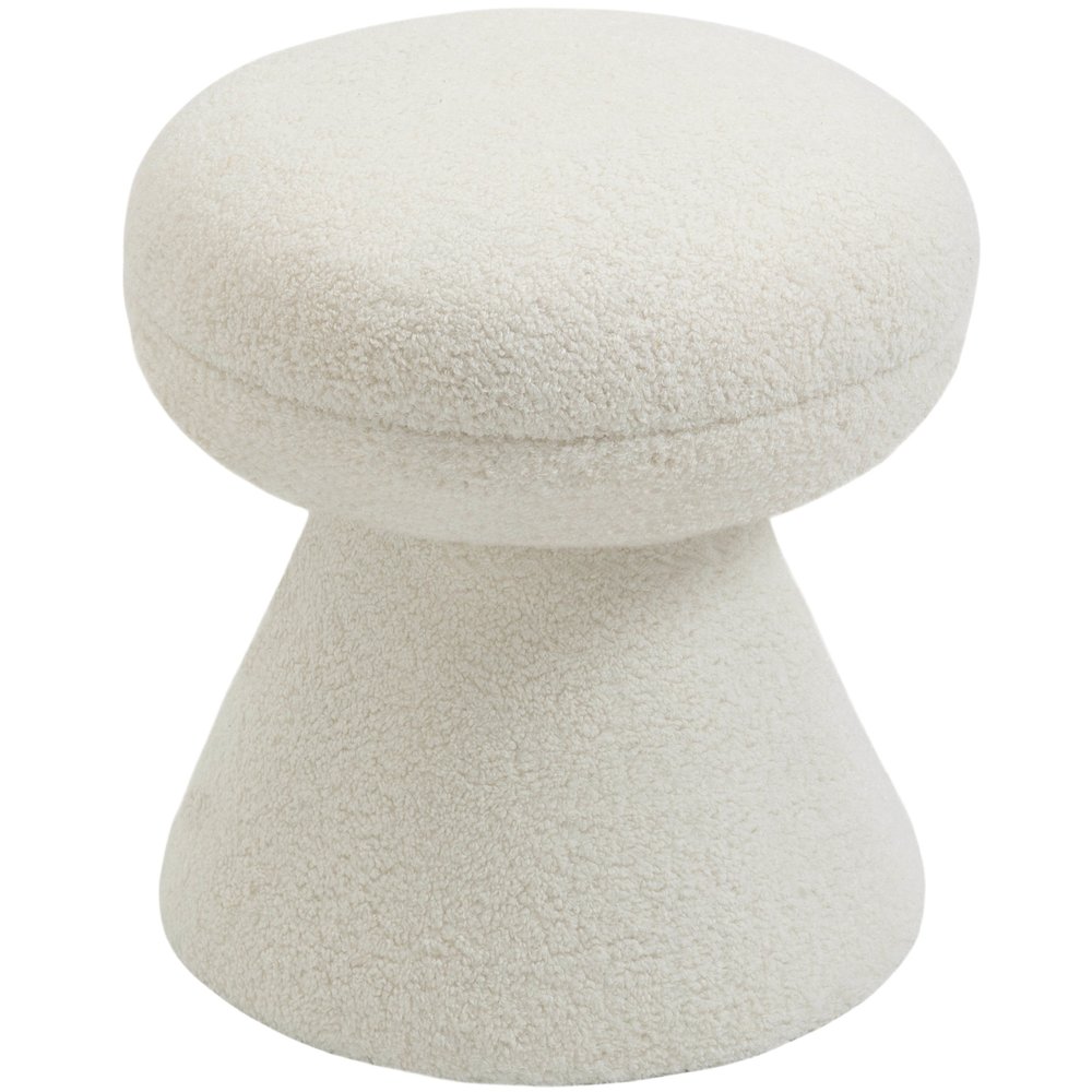 Drum Cream Faux Shearling Teddy Fabric Ottoman/Stool. Picture 3