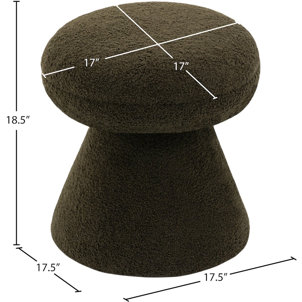 Drum Green Faux Shearling Teddy Fabric Ottoman/Stool. Picture 4