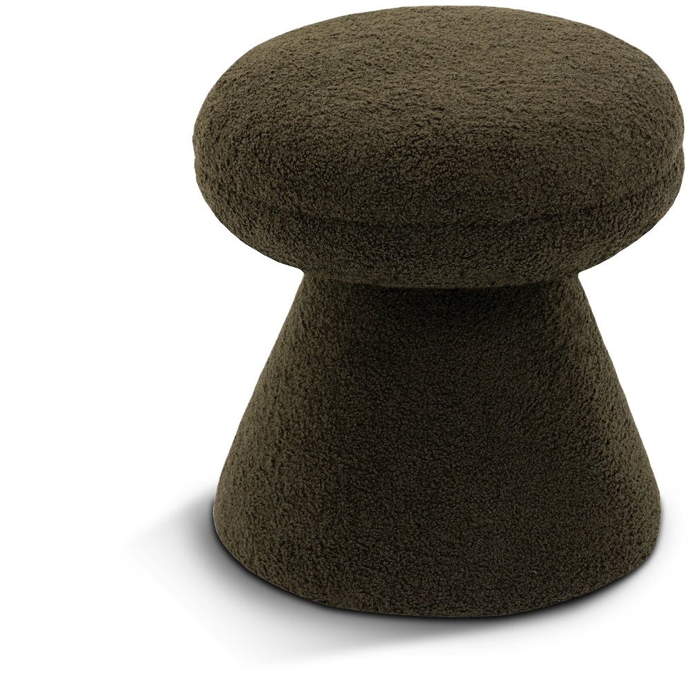 Drum Green Faux Shearling Teddy Fabric Ottoman/Stool. Picture 1