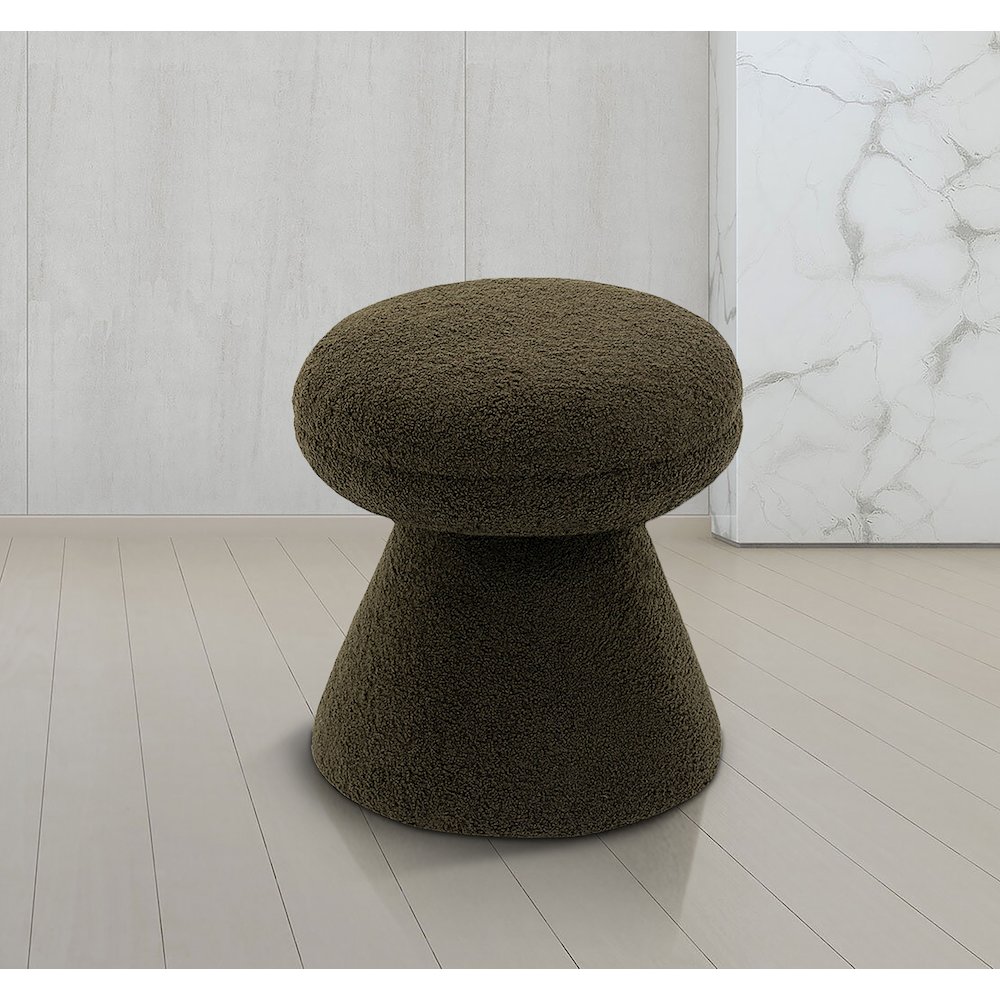 Drum Green Faux Shearling Teddy Fabric Ottoman/Stool. Picture 2