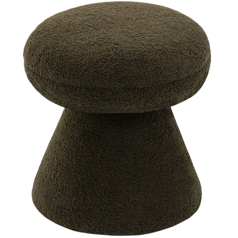 Drum Green Faux Shearling Teddy Fabric Ottoman/Stool. Picture 3