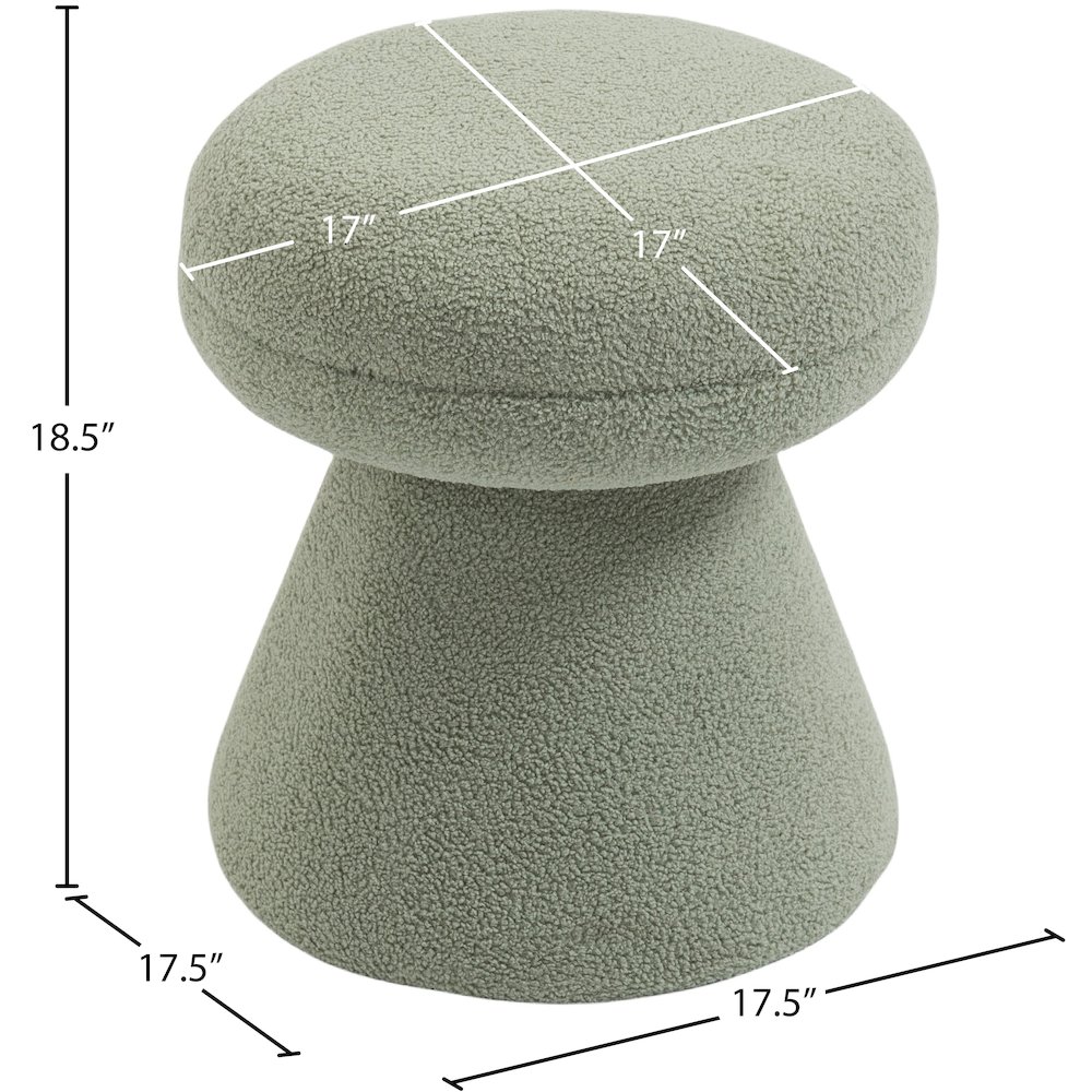 Drum Mint Faux Shearling Teddy Fabric Ottoman/Stool. Picture 4