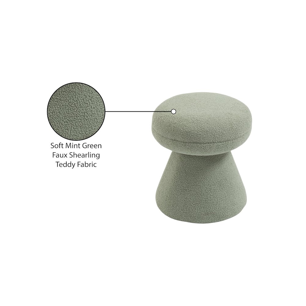 Drum Mint Faux Shearling Teddy Fabric Ottoman/Stool. Picture 5