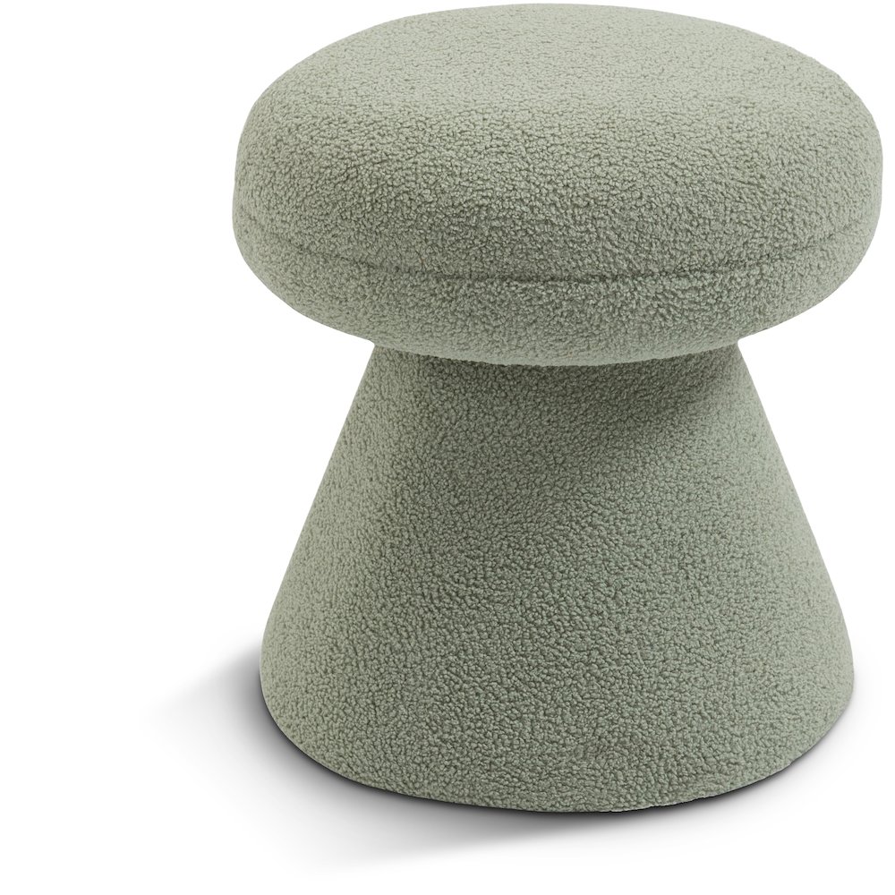 Drum Mint Faux Shearling Teddy Fabric Ottoman/Stool. Picture 1