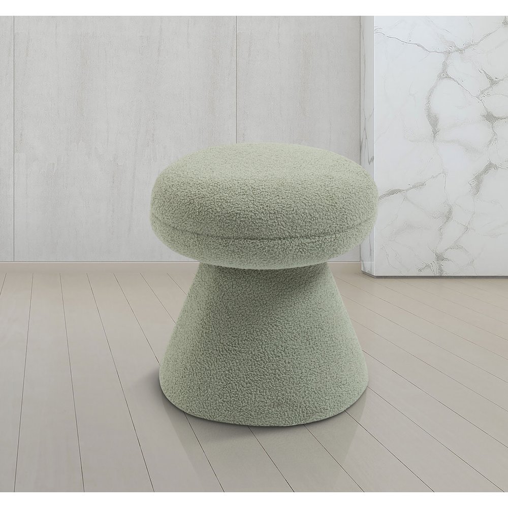 Drum Mint Faux Shearling Teddy Fabric Ottoman/Stool. Picture 2