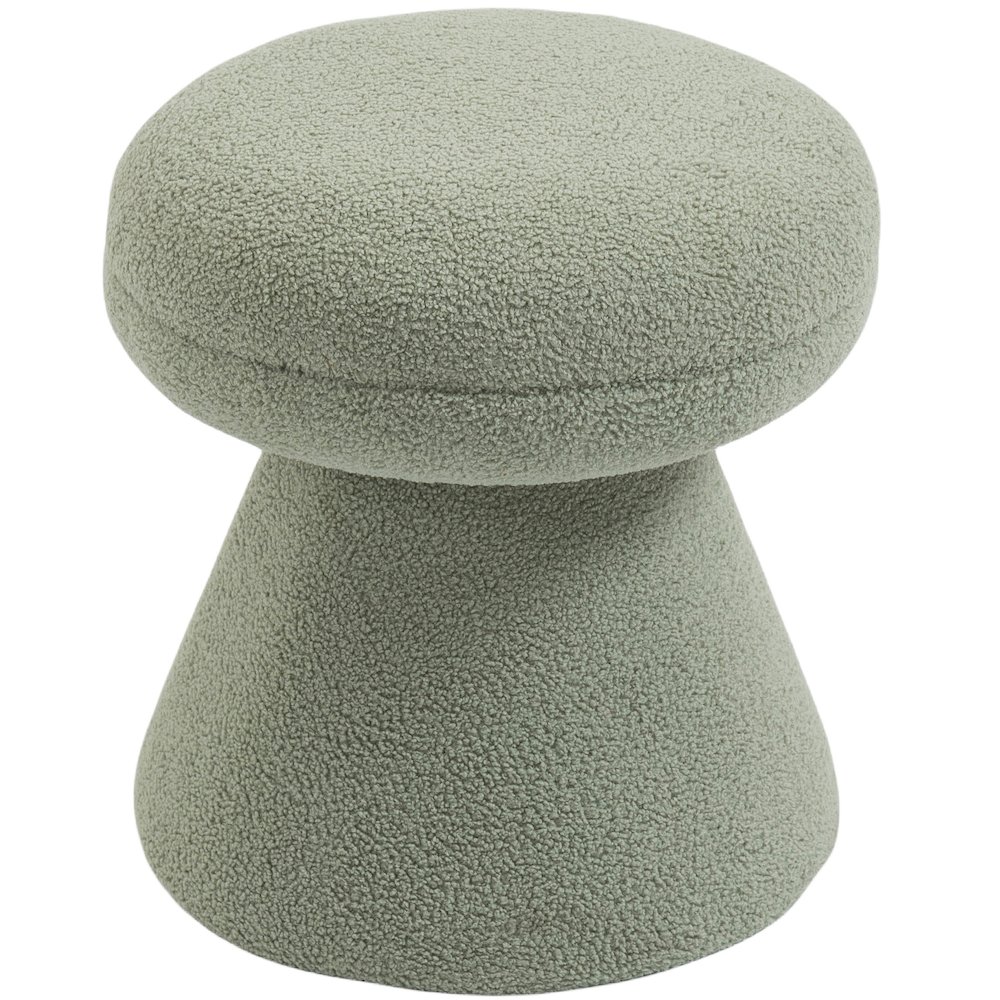 Drum Mint Faux Shearling Teddy Fabric Ottoman/Stool. Picture 3