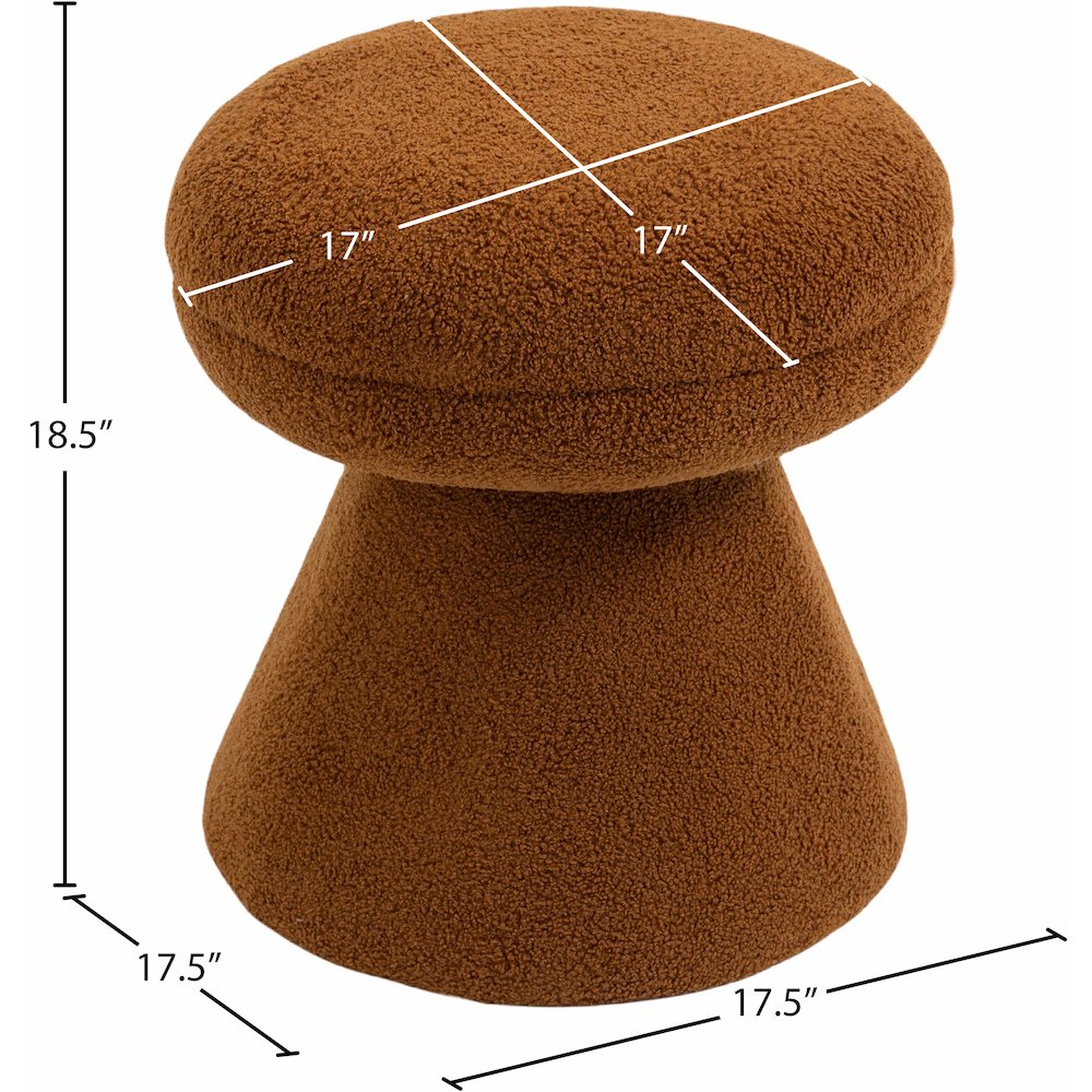 Drum Saddle Faux Shearling Teddy Fabric Ottoman/Stool. Picture 4